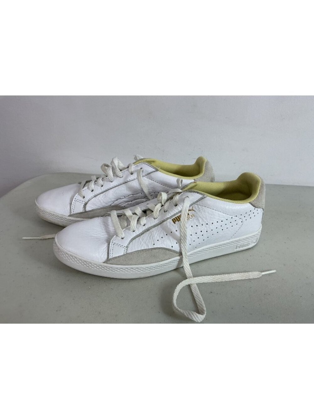 PUMA Match White Leather Low Top Sneakers Classic Tennis Shoes Womens 8
